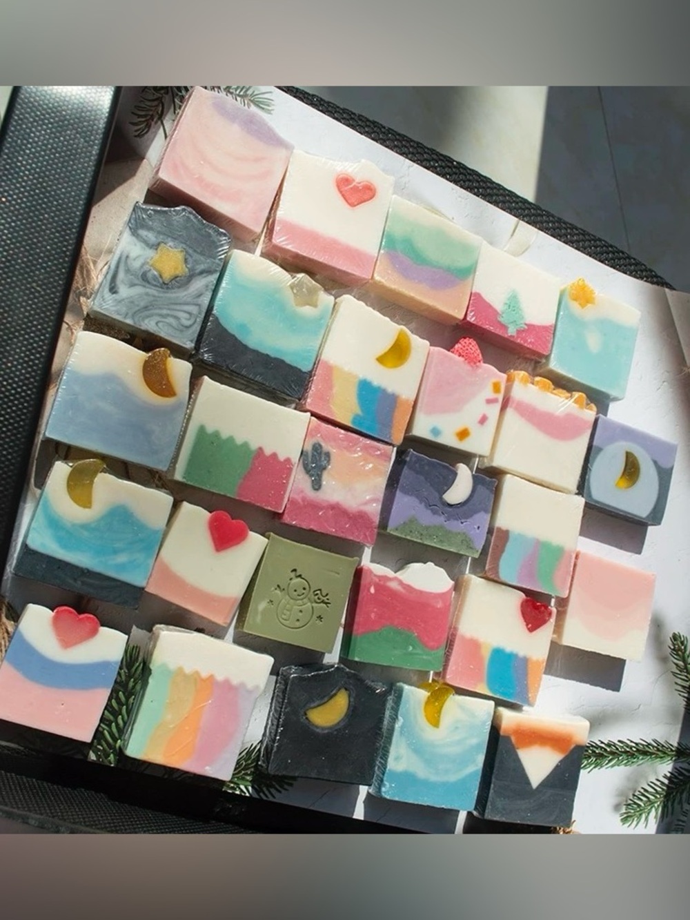 Handmade Cold Process Soap Gift Set Bamboo Holder Mesh Bag